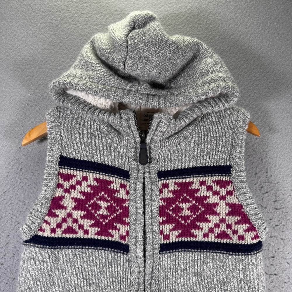Between Me & You Sherpa Lined Knit Vest Womens Large Gray Wool Aztec Heavyweight - Picture 6 of 9